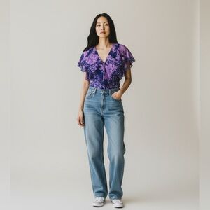 3.1 Phillip Lim Silk Floral  Zip Front Blouse